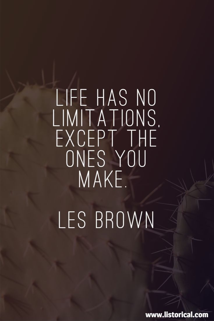Life has no limitations, except the ones you make. Les Brown
